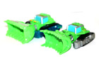 Lot of 2 Hasbro Tomy Transformer Green Bulldozers Toy Construction Vehicles