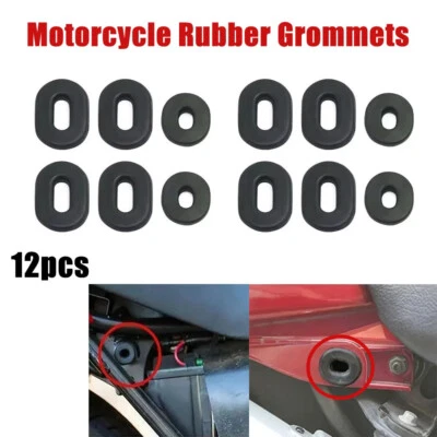12Pcs/Set Motorcycle Parts Oval Round Rubber Side Cover Grommets CG125 Universal - Image 1 of 4
