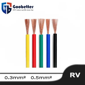 Single Core RV Flexible Wire Pure Copper Cores PVC Electrical Cable 0.3/0.5mm² - Picture 1 of 12