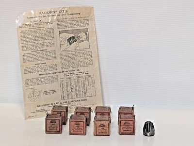 Lote de 8: Vintage GTD Greenfield Tap + Die 3/8-NF-HS Alta Velocidad No.2 Troqueles Bellota Foto 1 de 4