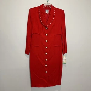 NWT Cynthia Howie Vintage 80s Red Blazer Coat Dress Size 10 Union Made - Picture 1 of 12