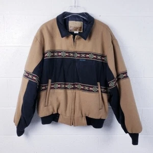 Vintage 90s Cripple Creek Wool Blend Suede Bomber Jacket Southwestern Size Large - Picture 1 of 9