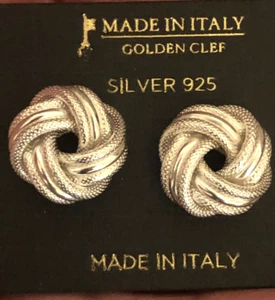 Golden Clef Italian Sterling Silver Love Knot Earrings - Picture 1 of 4