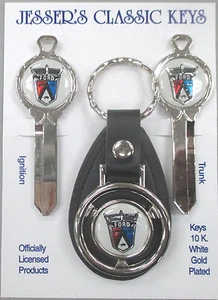 50's Ford Crest Deluxe Classic White Gold Key Set Fits 1967 - 1993 NOS Keys - Foto 1 di 5