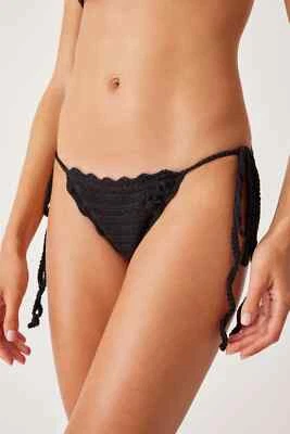 Frankies Bikinis Black Mackenzie Crochet String Bikini Bottom Sz S - Image 1 of 4