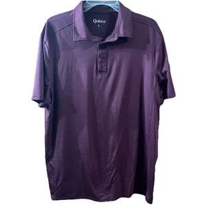 Quince Flowknit Polo Shirt Mens L Purple Short Sleeve Ultra Soft Performance - Picture 1 of 6