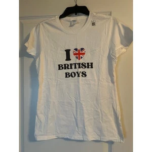 NWT Port & Company Women's T Shirt I LOVE BRITISH BOYS Size Small - Picture 1 of 5