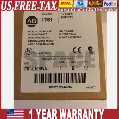 New Sealed AB 1761-L10BWA MICROLOGIX 1000 Controller 1761L10BWA US Free Tax - Image 1 of 2