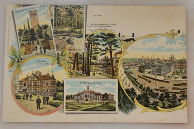 Cartolina - Fürth - ferrovia - stazione ferroviaria - Kurhaus vecchio gilet - ospedale - litografia - Immagine 1 di 2