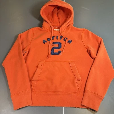 VTG Y2K Abercrombie & Fitch Hoodie XL Orange Heavyweight Distressed After Hood - Image 1 of 4