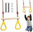 2in1 Trapez Schaukel für Kinder Indoor Outdoor mit Turnringe bis 120 kg Gelb