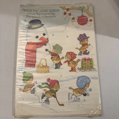Vintage Hallmark Advent Calendar “Winter Fun” Snowman Birds Sealed - Image 1 of 4