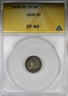 1835 Capped Bust Half Dime ANACS XF40 Circulated Better Date H10C
