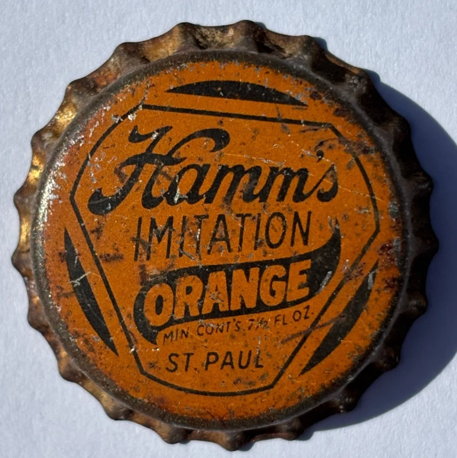 HAMM'S ORANGE PROHIBITION SODA BOTTLE CAP;  ST. PAUL, MN; UNUSED CORK - Image 1 of 1