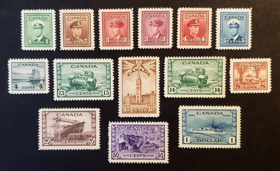 Stamps Canada Mint: #249-262 Geo. Vl War Issue complete set of 14 singles  MNH - Image 1 of 1