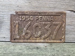 Antik 1954 Pennsylvania Nummernschild Oldtimer PA Autoschild Original - Bild 1 von 1
