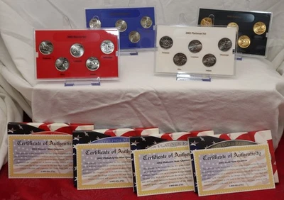 Colección de 4 cuartos de galón Hood del estado de la Casa de la Moneda de Estados Unidos 2002 ~ monedas de platino, oro, P & D Foto 1 de 4