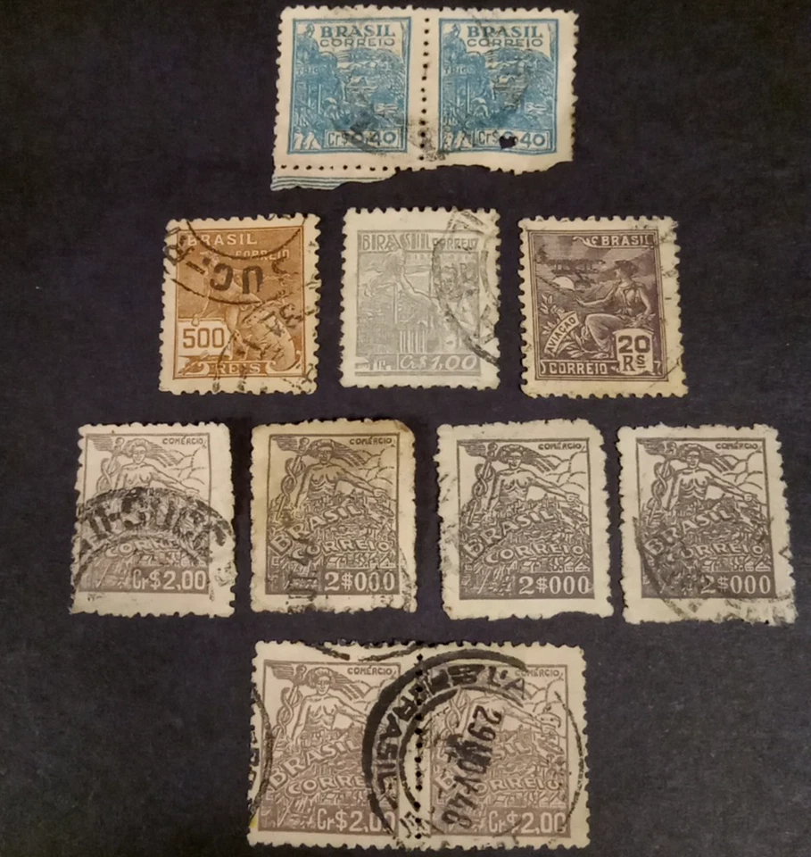 Brazil Stamps Lot 11 1921-1948 Aviation 20r Violet 1929 Handstamped Used Postal - Image 1 of 4