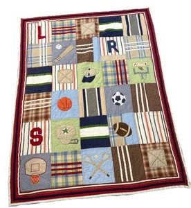 Pottery Barn Kids TWIN Junior Varsity Sports Quilted Comforter - Picture 1 of 6