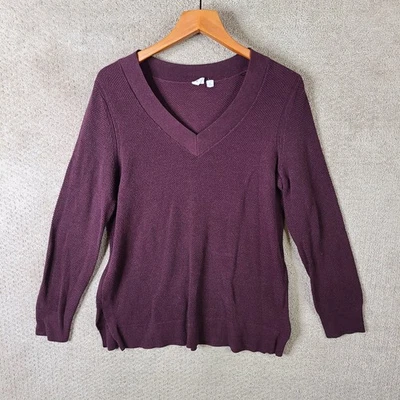 Gap Sweater Womens XL Burgundy Red V Neck Knit Pullover Long Sleeve Casual - Image 1 of 4