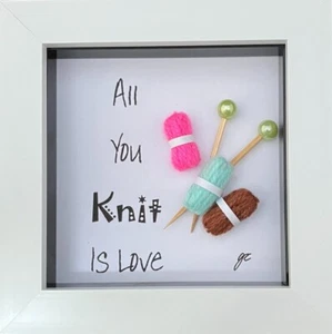 Knitting Wool Gift Hand Crafted Friendship Picture All You Knit Is Love Needles - Picture 1 of 11