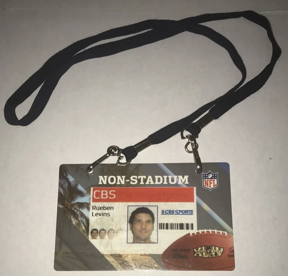 Pase de prensa de medios del Super Bowl XLIV CBS TV credenciales insignia talón de boleto 2010 Foto 1 de 2