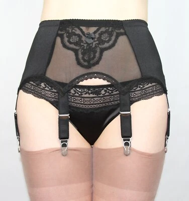 Strapsgürtel Retro englische Strumpfhalter 4-8 Straps mit Metallclips - Bild 1 von 3