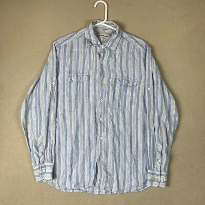 Tommy Bahama Shirt Mens Medium Pink Blue Hawaiian Beach Golf Long Sleeve Adult - Image 1 of 4