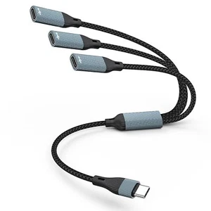 Adaptador de auriculares con cable OTG divisor USB C macho a 3 USB C hembra - Imagen 1 de 6