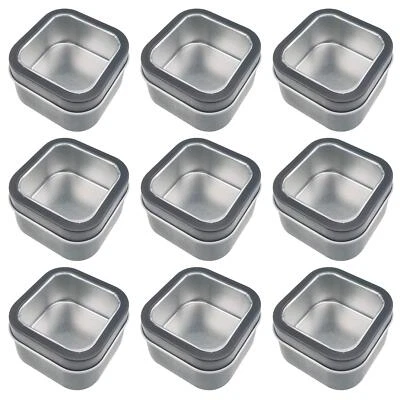 9 Pack 4oz Empty Square Metal Tins with Clear Window for Candle Making Gifts - Image 1 of 4