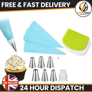 Silicone Bags Icing Piping Cream Pastry Cake Decorating Steel Nozzles 10 Pcs Set - Picture 1 of 20