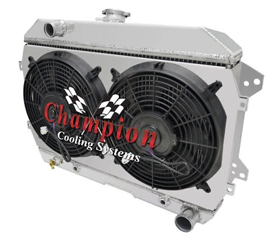 Radiador 3 filas SZ Champion, 2 ventiladores de 12", cubierta-1970-1973 Datsun 240Z Chevy Conv Foto 1 de 4