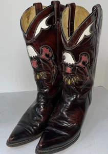 Vintage Herren Texas Marke Größe 10D Stiefel Adler genäht Western Cowboystiefel USA - Bild 1 von 14