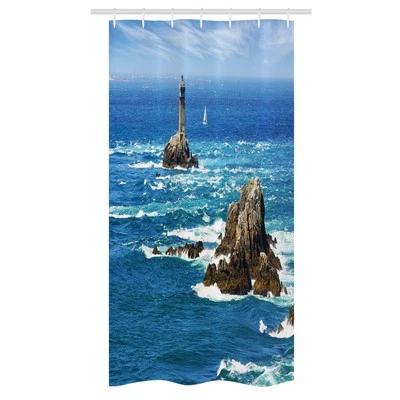 Leuchtturm Schmaler Duschvorhang Tagsüber Wellig Rocky Meer - Bild 1 von 3