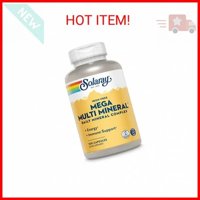 SOLARAY Mega Multi Mineral, Iron Free - Daily Mineral Supplement w/Trace Mineral - Image 1 of 2