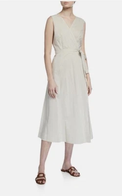 VESTIDO LAFAYETTE 148 NEW YORK SIRI SONATA RAYAS SIN MANGAS ENVOLVENTE CAQUI TALLA 16 Foto 1 de 4