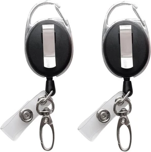 2 Pack Retractable Badge Reels with Claw Clasp and Clip for ID Cards - Picture 1 of 5