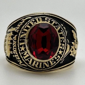 MARINE CORPS TUN TAVERNE MILITÄR VERGOLDET simulierter RUBIN RING GRÖSSE 13 - Bild 1 von 7
