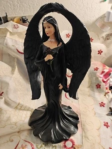 Lge Dark Gothic Angel Sculpture Figurine Pre-owned 13" X 7" - Picture 1 of 18
