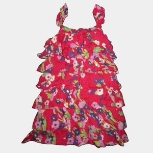 Gap kids girls sleeveless pink purple floral ruffle rumba tiered tank dress 8 M - Picture 1 of 3