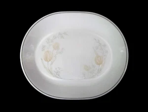 Corelle 12 1/4" x 10" Ovale Servierplatte - Tulpe Blumenmuster mit grauem Rand - Bild 1 von 11