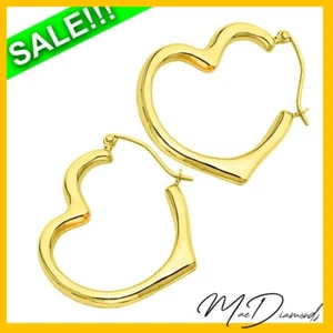 Heart Shaped Angled Heart Earrings in 14K Yellow Gold - Picture 1 of 5