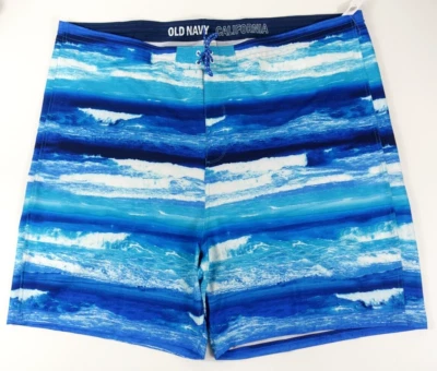 Pantalones Cortos de Natación Old Navy Board Hombres 54 California Beach Waves Grandes Altos Funcionales Mosca Foto 1 de 4