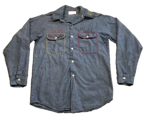 VTG Big Yank Blue Utility Work Shirt Size Small Custom Chicken Embroidered 918A - Picture 1 of 5