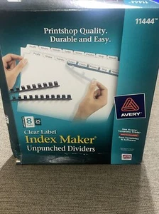NEW Avery Clear Label Dividers Unpunched 8 Tabs - 17 Sets/ 11444 - OPEN BOX - Picture 1 of 3