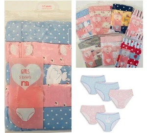 Mothercare Girls Knickers 5 Pack Cotton Pink Briefs Pants Underwear Cotton BNWT - Picture 1 of 5