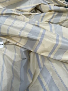 DESIGNER QUALITY SILK TAFFETA STRIPES - IVORY/SKY BLUE!!! - Picture 1 of 9