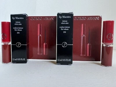 Lot of 2 Giorgio Armani Lip Maestro Intense Velvet Lip Color 206 Travel SIZE - Image 1 of 2