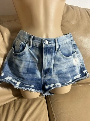 Juicy Ladies Denim Ripped Blue Shorts Size 28 - Image 1 of 4