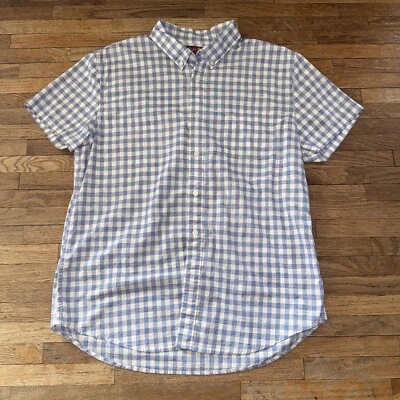 Мужская большая рубашка Arizona с коротким рукавом на пуговицах комфортный покрой клетчатый белый синий - Изображение 1 из 4